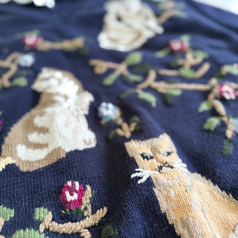 SOLD Vintage Northern Traditions Cat Sweater - Picture 2 of 6